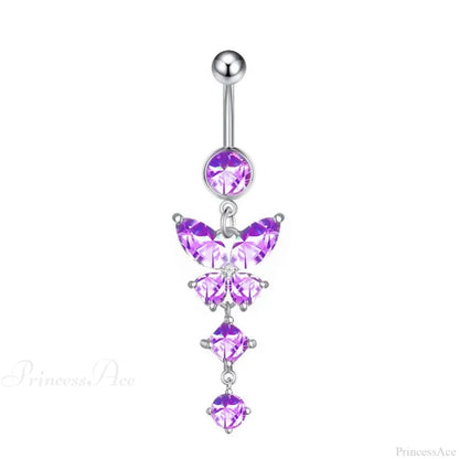 Gothic Heart Dangle Butterfly Belly Ring