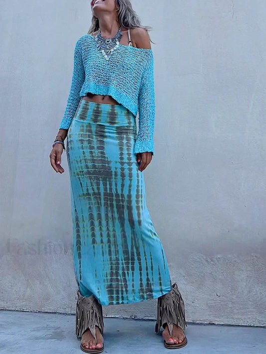 Gothic Print Pencil Maxi Skirt