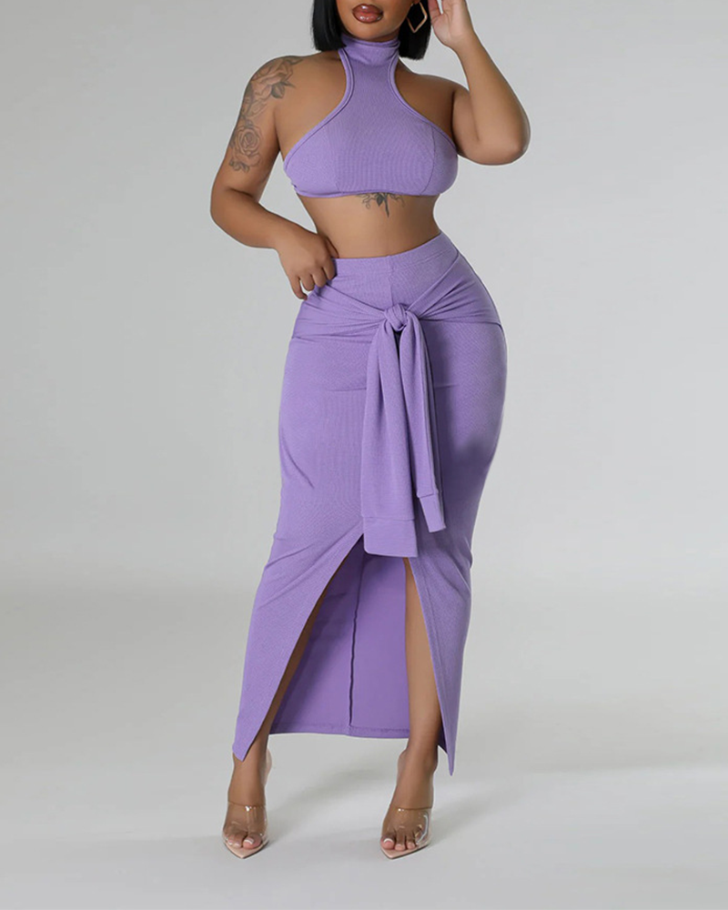 Waist Sleeveless Dress Suit