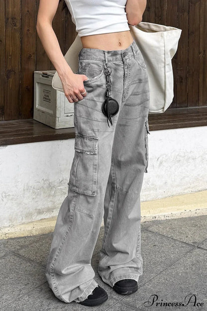 Graffiti Multi-Pocket Micro-Flare Cargo Pants