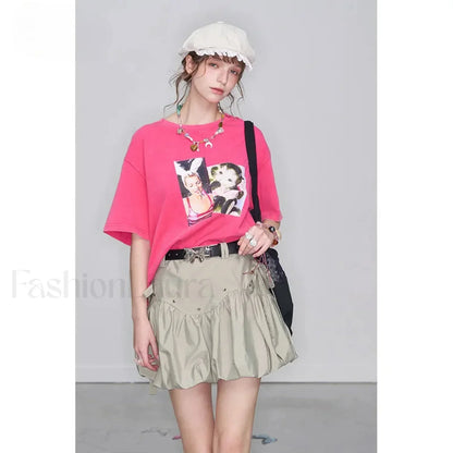 Gray Bowknot Pleated Sweet Skirt