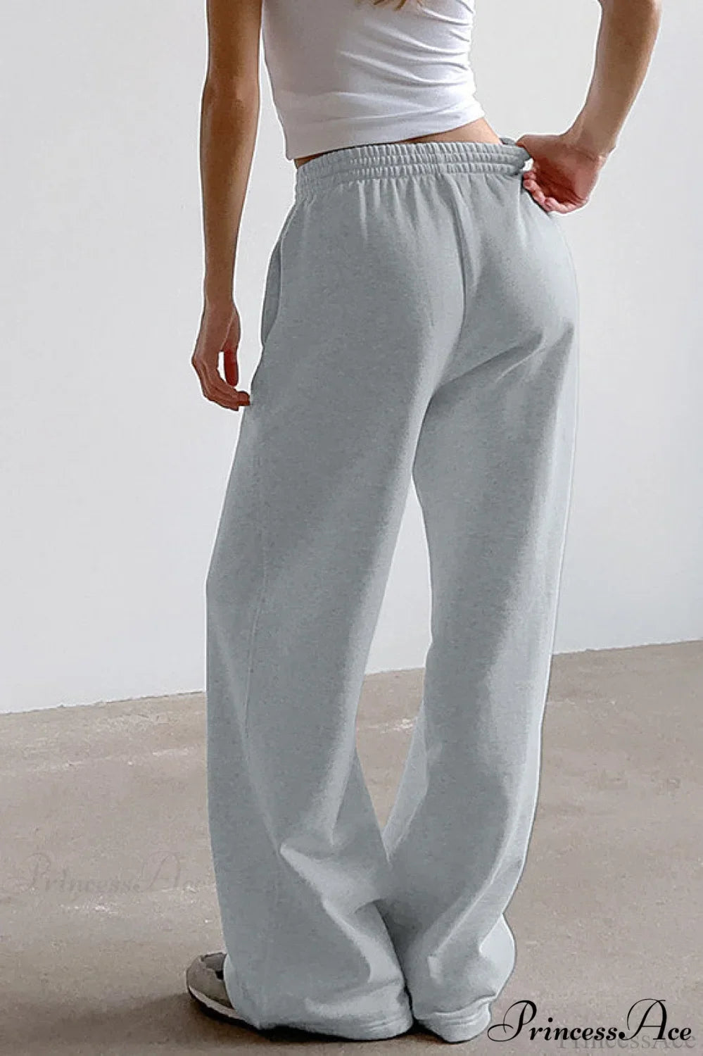 Gray Loose Wide Leg Low Waist Sweat Pants
