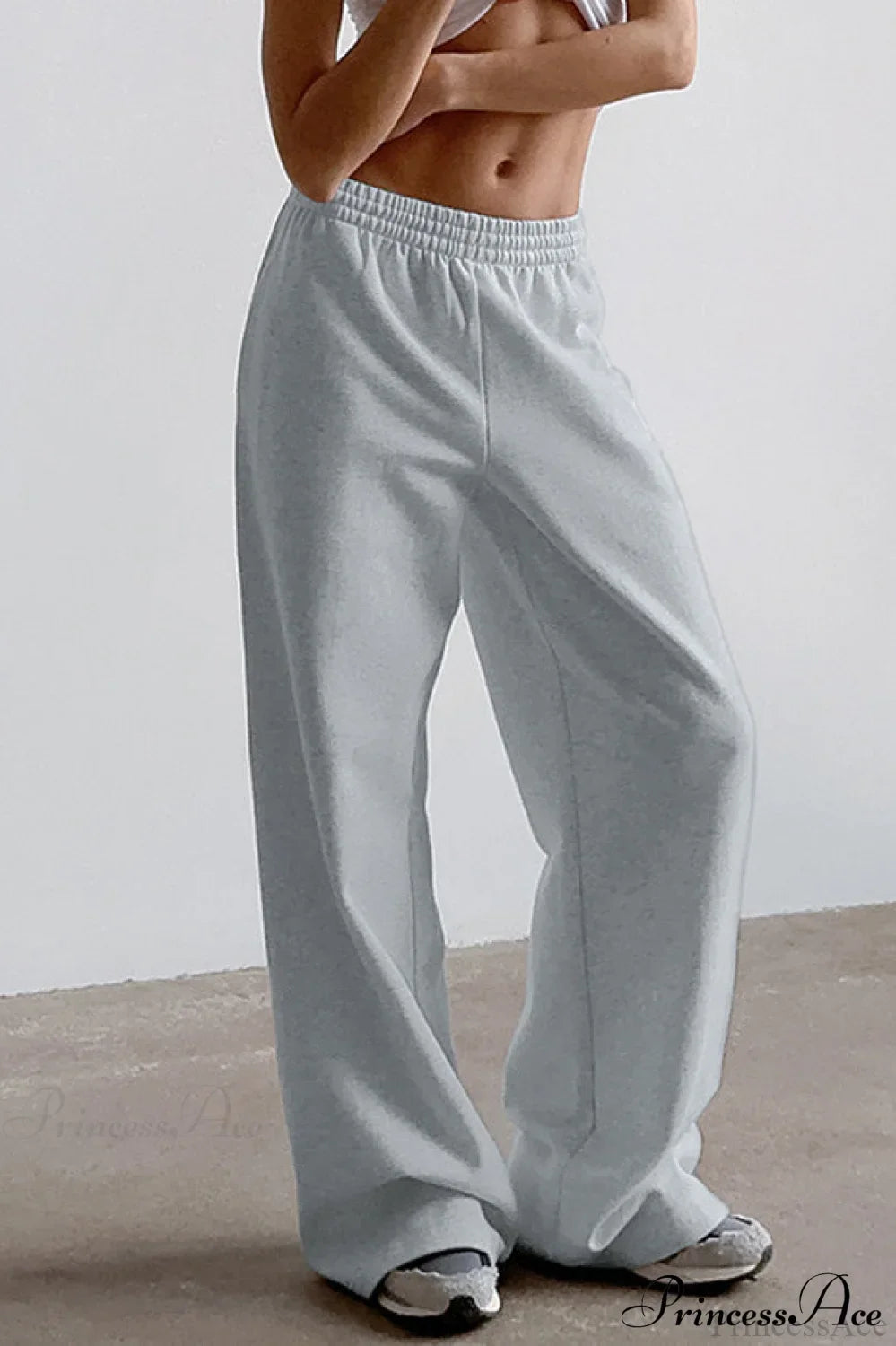 Gray Loose Wide Leg Low Waist Sweat Pants