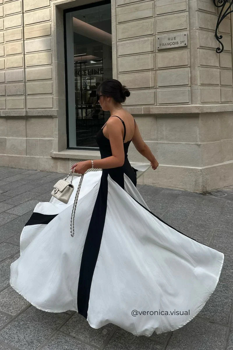 Isabella - Panelled Tulle A-line Slip Maxi Dress