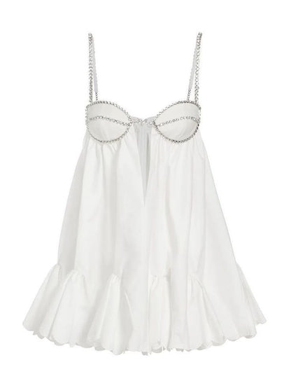 Rhinestone Beaded Spaghetti Strap Cutout Short Dress