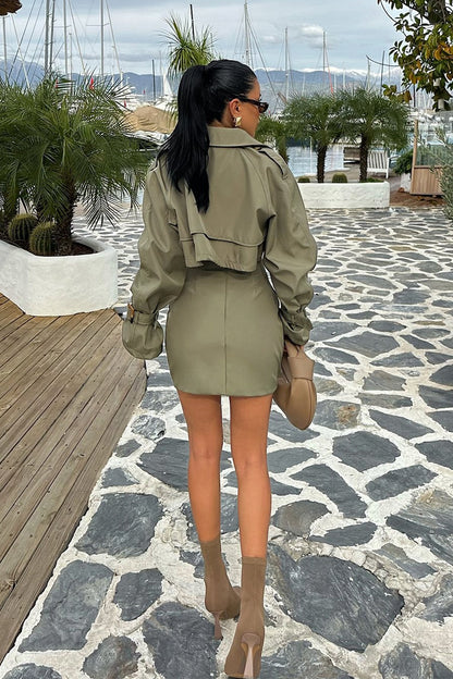 Shirley Button Detail Cropped Jacket & Mini Skirt Set