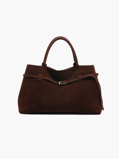The Dalila — Structured Suede Top Handle Bag