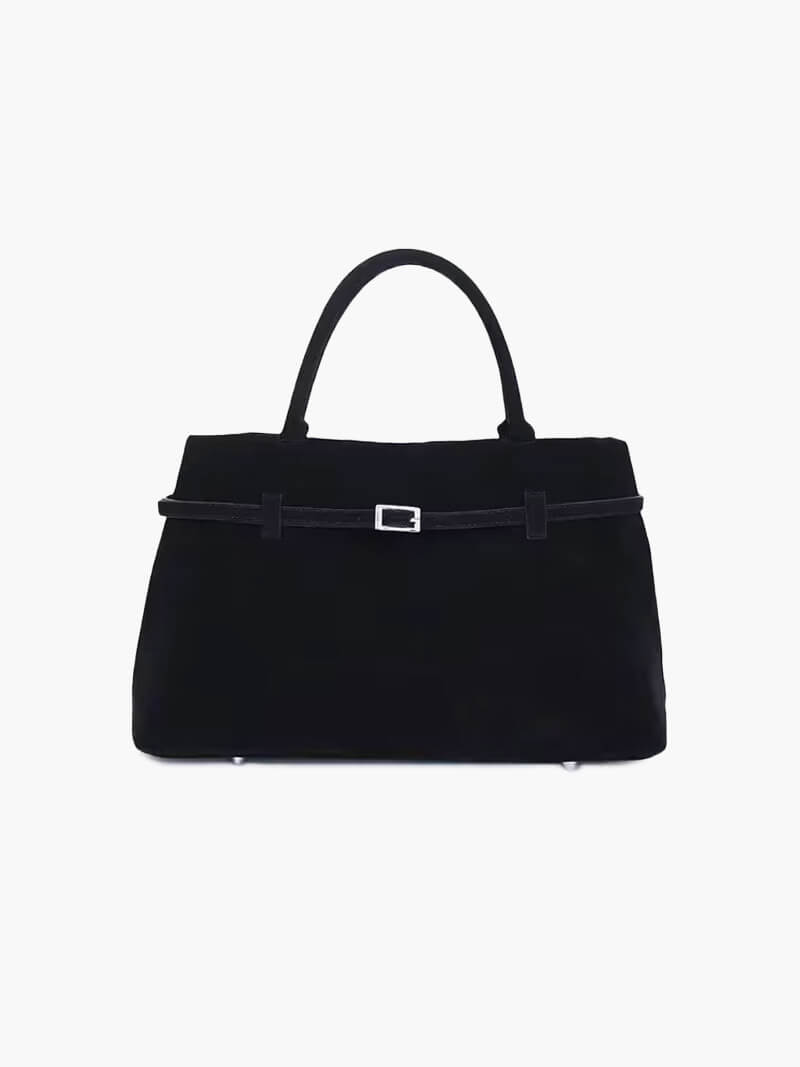 The Dalila — Structured Suede Top Handle Bag