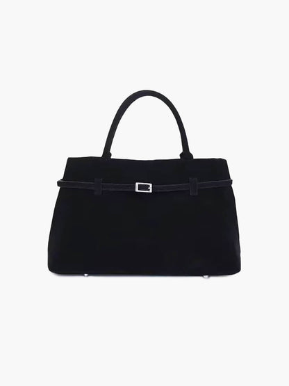 The Dalila — Structured Suede Top Handle Bag