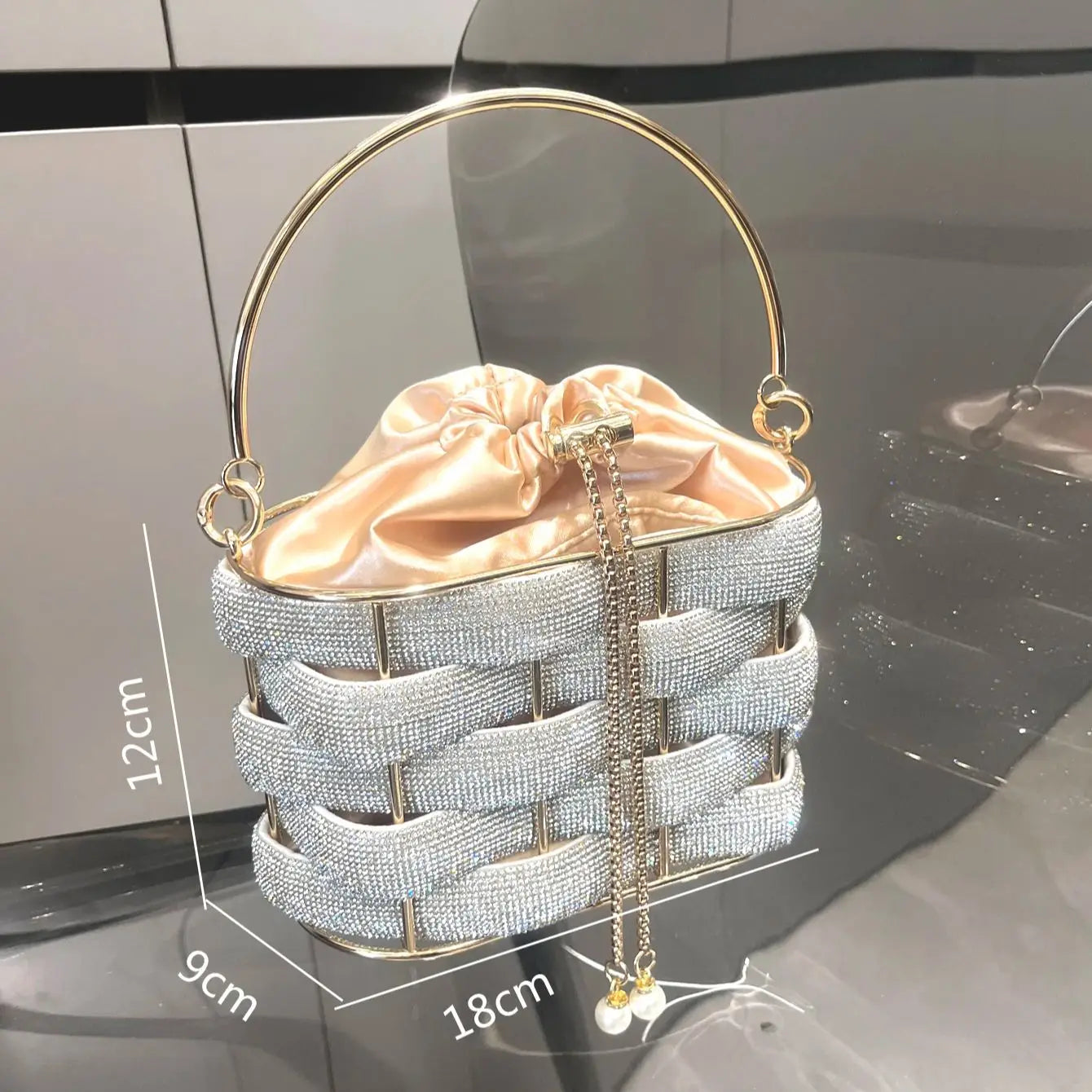 Handmade Rhinestone Luxury Crystal Clutch Bucket Bag