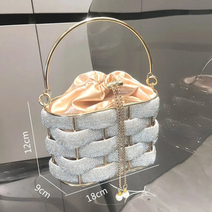Handmade Rhinestone Luxury Crystal Clutch Bucket Bag