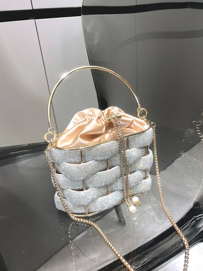 Handmade Rhinestone Luxury Crystal Clutch Bucket Bag