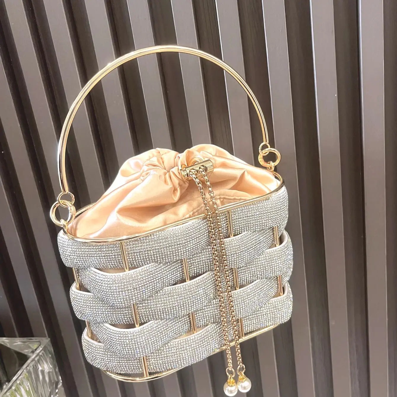 Handmade Rhinestone Luxury Crystal Clutch Bucket Bag