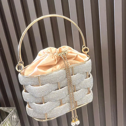 Handmade Rhinestone Luxury Crystal Clutch Bucket Bag