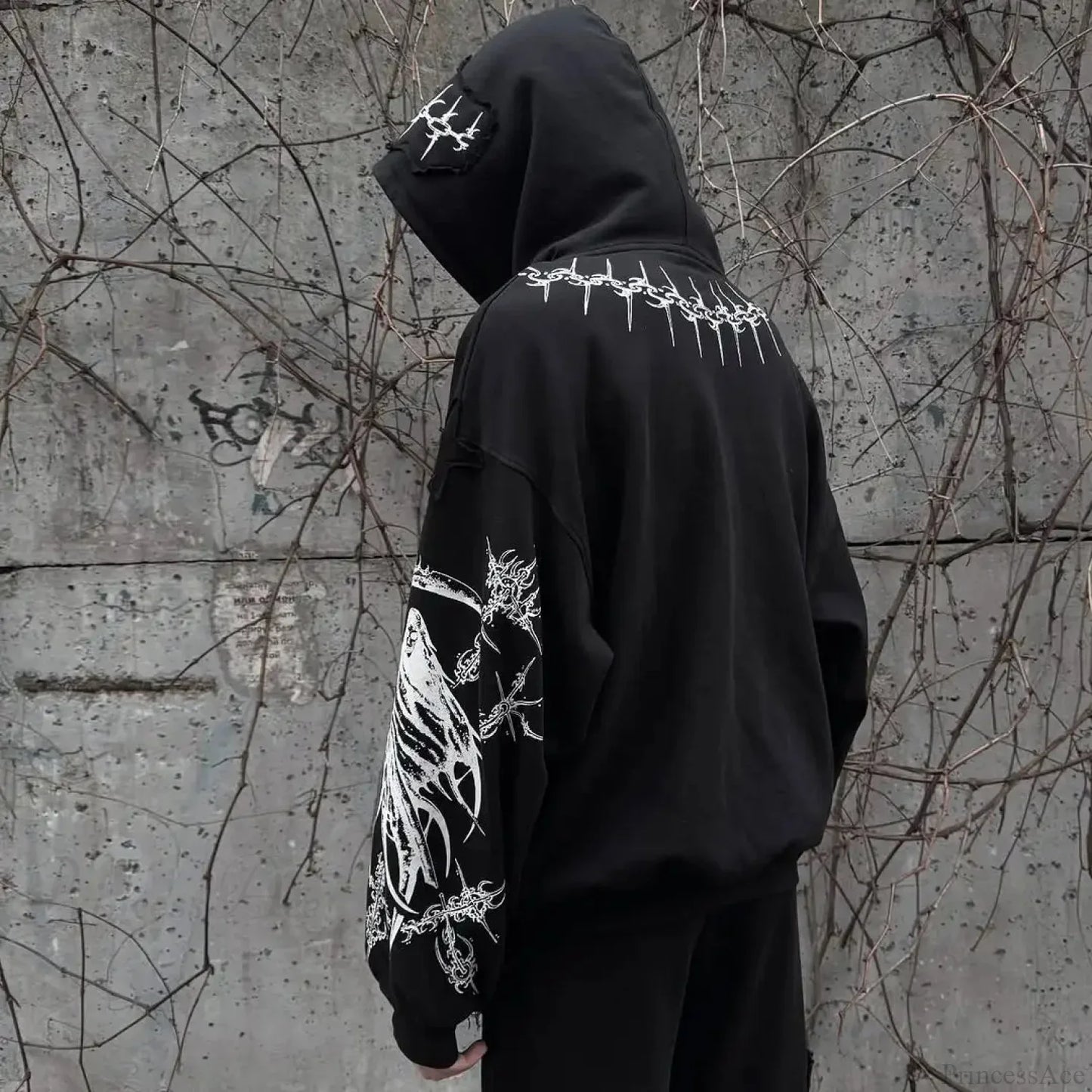 Harajuku Mournful Death Bone Hoodie