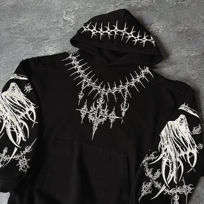 Harajuku Mournful Death Bone Hoodie