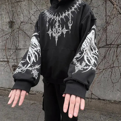 Harajuku Mournful Death Bone Hoodie