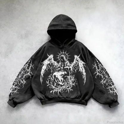 Harajuku Mysterious Printed Hoodie