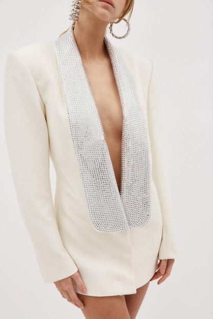 Hedy Diamante V-neck Backless Blazer Dress