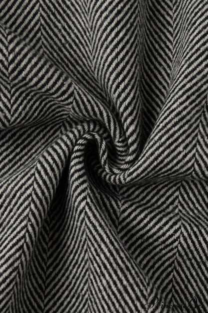 Herringbone Stand Collar Zip Pocket Coat