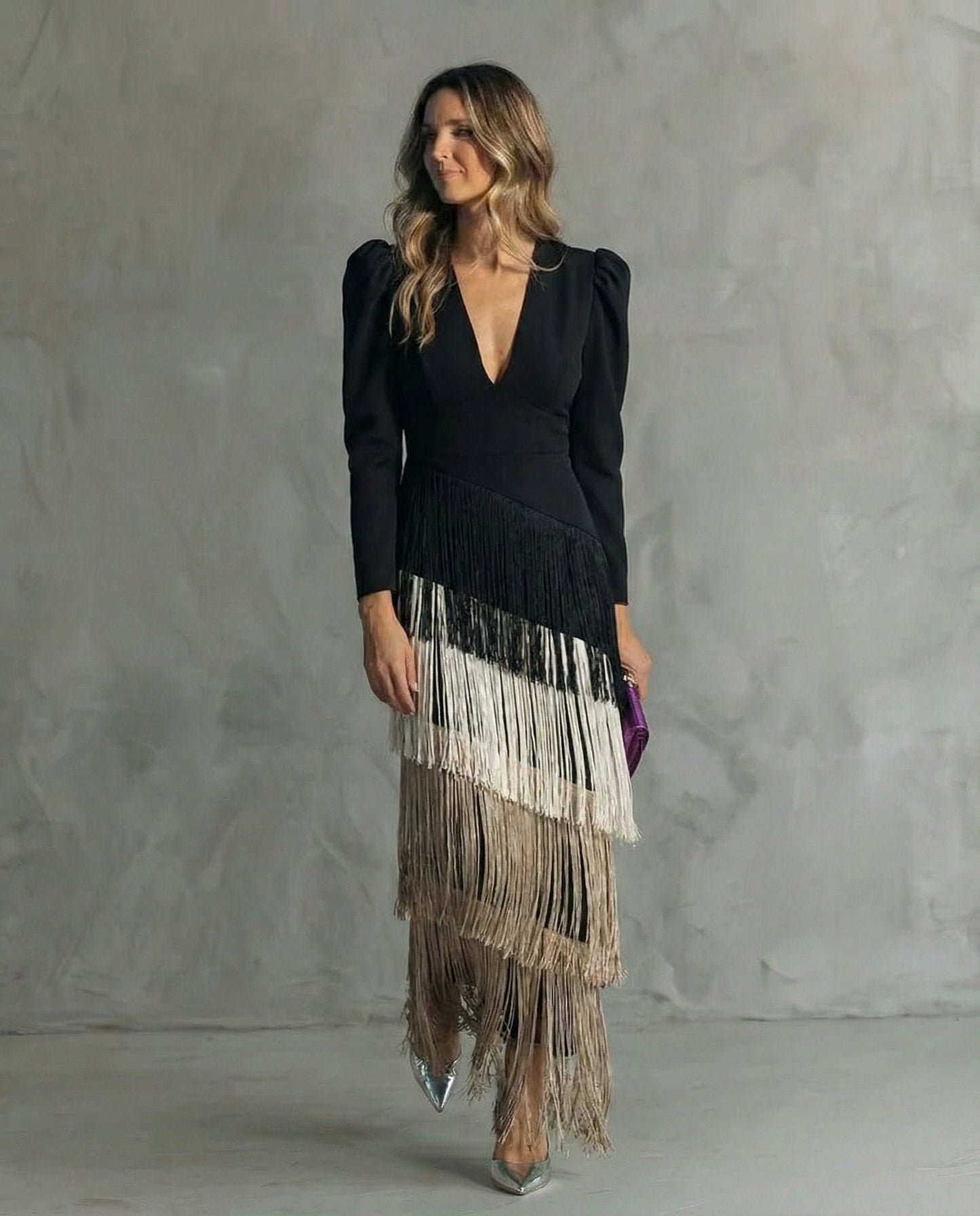 Elena | Midi Dress with Fringe