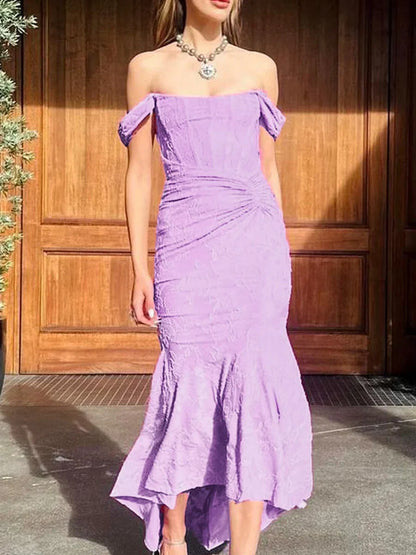 Bardot Off Shoulder Mermaid Maxi Dress