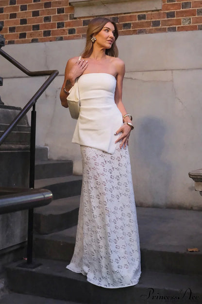 High Waist Bandeau Asymmetrical Stylish Maxi Dress