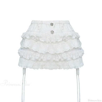High Waist Cake Lace Vintage Skirt
