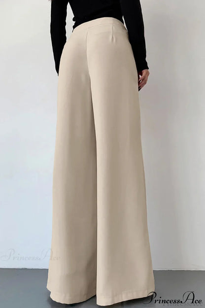 High Waist Loose Wide Leg Solid Pants