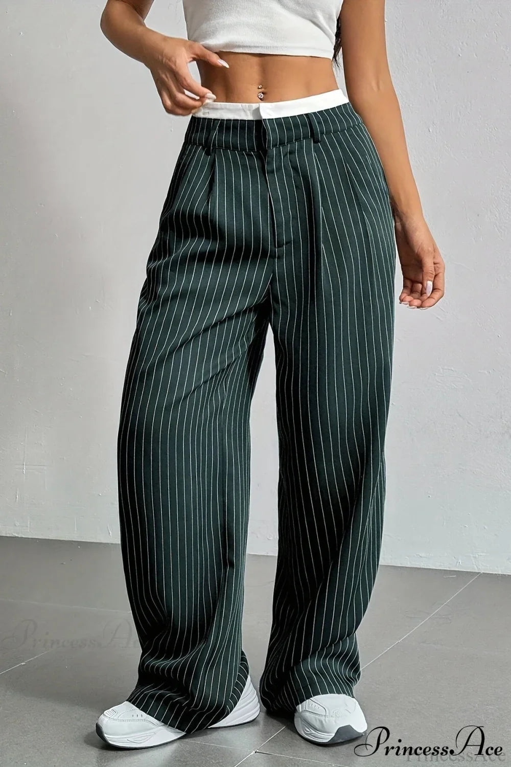 High Waist Patchwork Drapey Straight Leg Pants