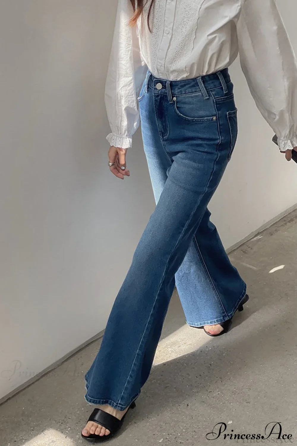 High Waist Solid Color Bootcut Jeans