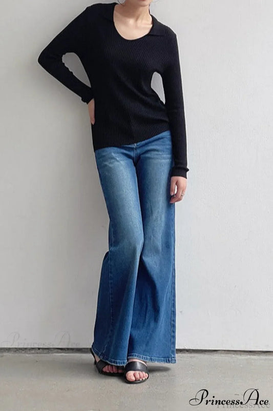 High Waist Solid Color Bootcut Jeans