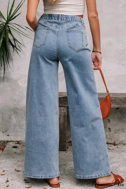 High Waist Solid Pocketed Flared Jeans