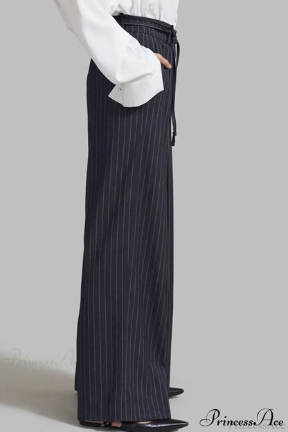 High Waist Striped Wide Leg Tailored Pants