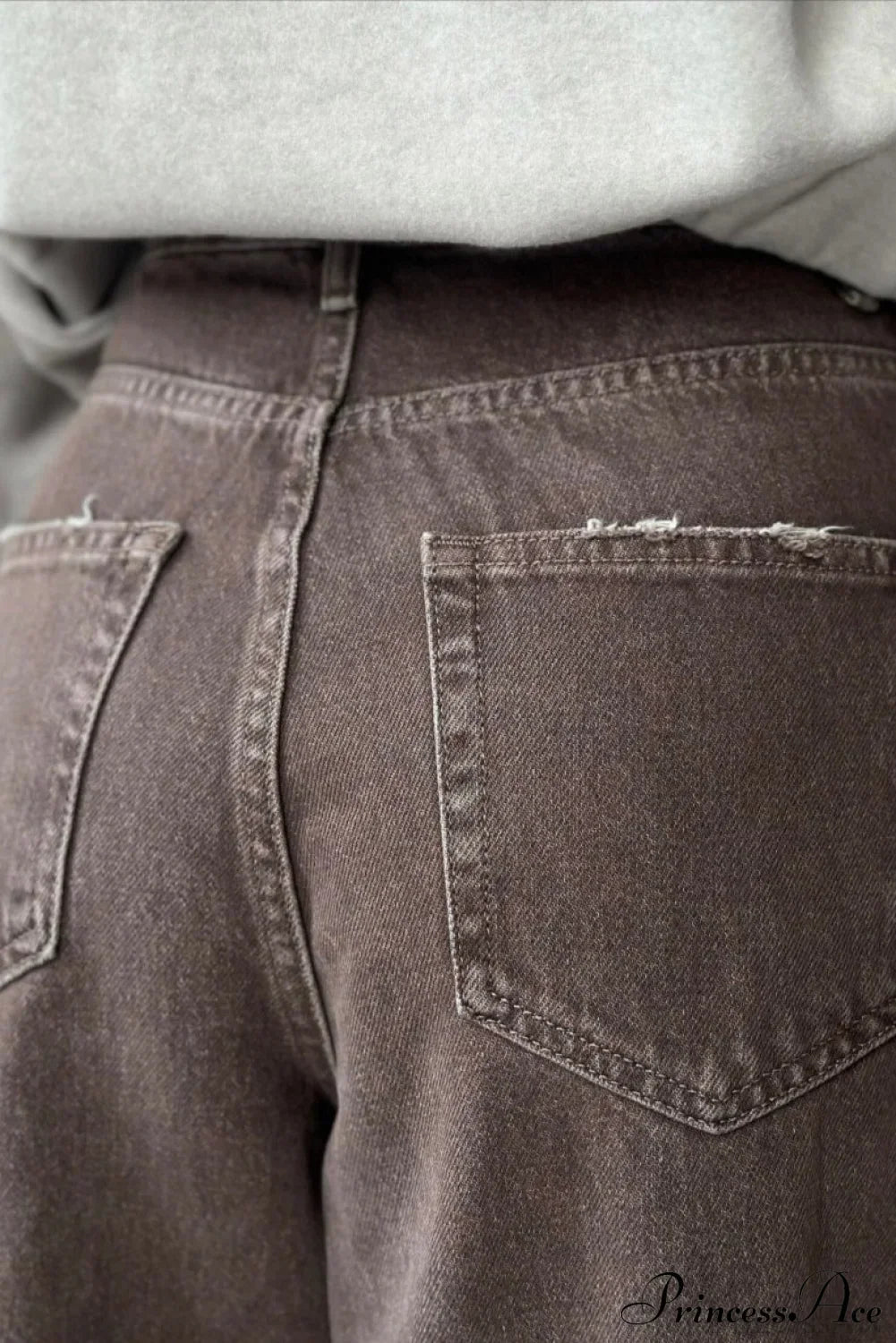 High Waisted Brown Straight Leg Jeans