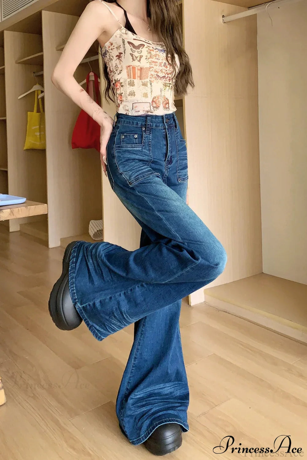 High-Waisted Flare Relaxed Full-Length Jeans