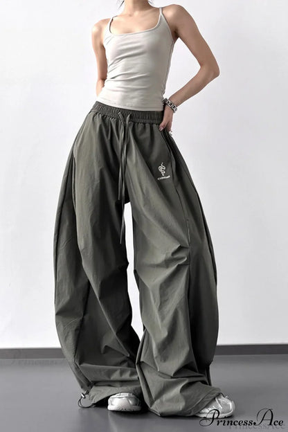 High-Waisted Loose Wide-Leg Cargo Pants