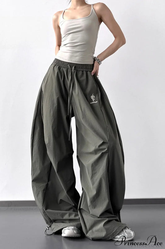 High-Waisted Loose Wide-Leg Cargo Pants