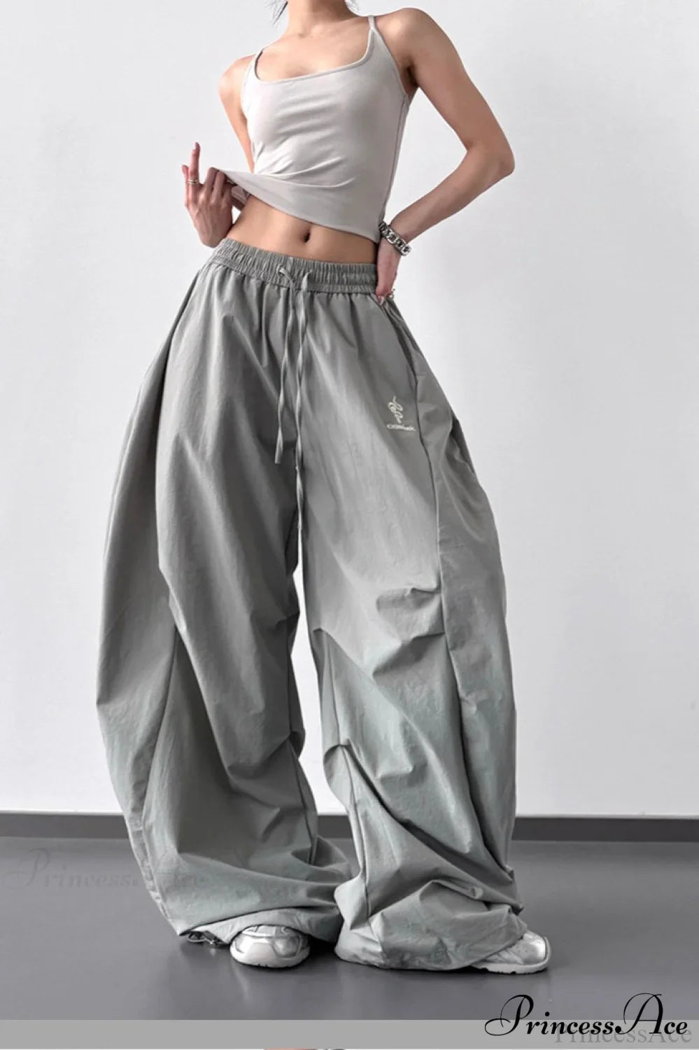 High-Waisted Loose Wide-Leg Cargo Pants