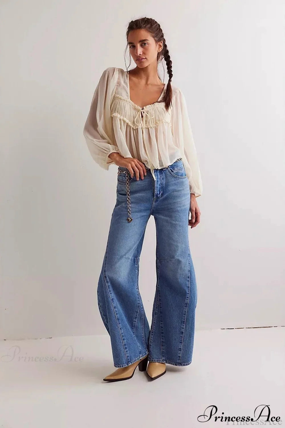 High-Waisted Wide-Leg Relaxed Full-Length Jeans