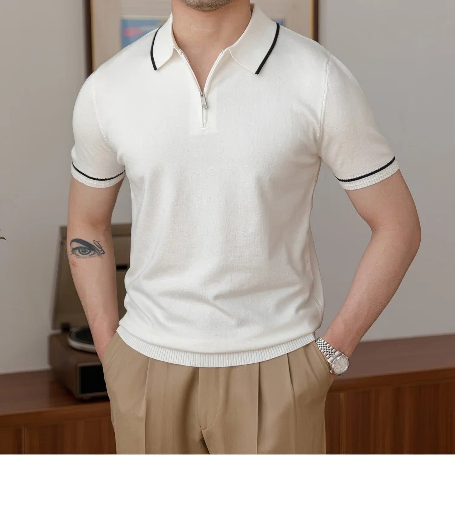 Giorgio Zipped Contrast Polo