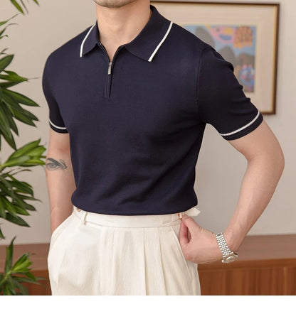Giorgio Zipped Contrast Polo