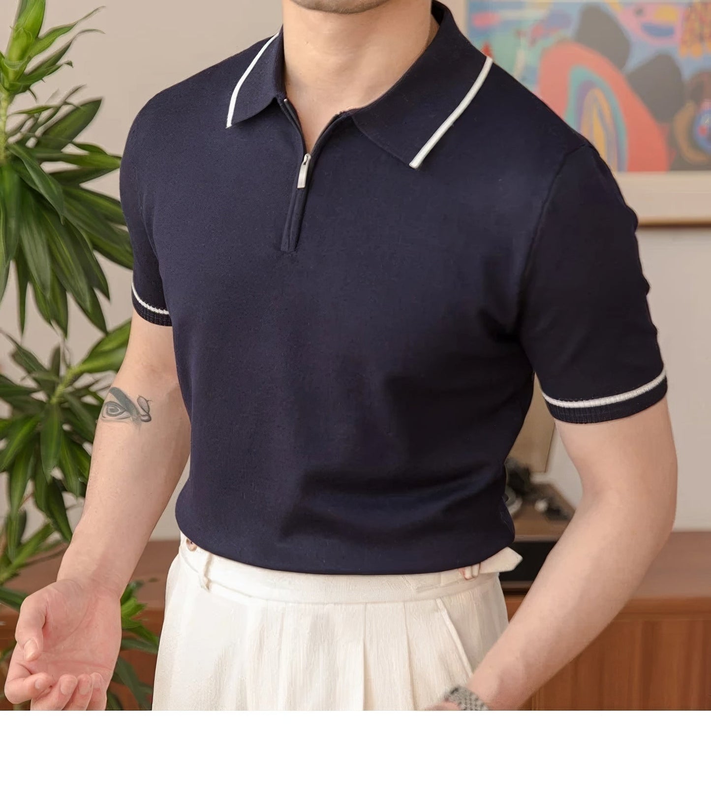 Giorgio Zipped Contrast Polo