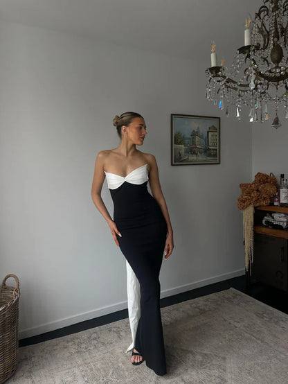 Sweetheart Neck Tube Bow Tie Back Maxi Dress