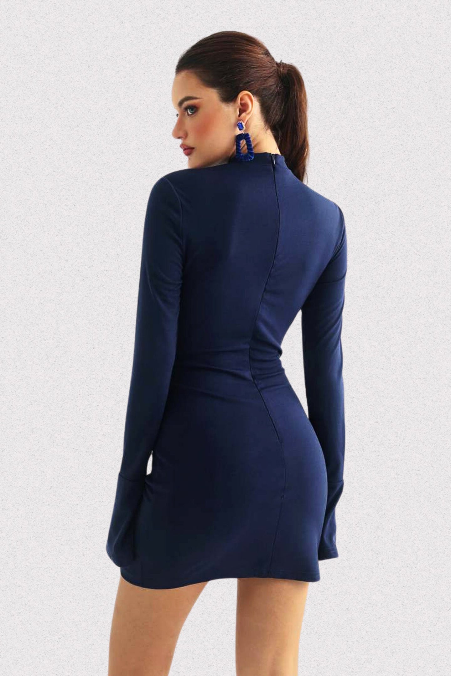 Olive Mock Neck Long Sleeve Mini Dress