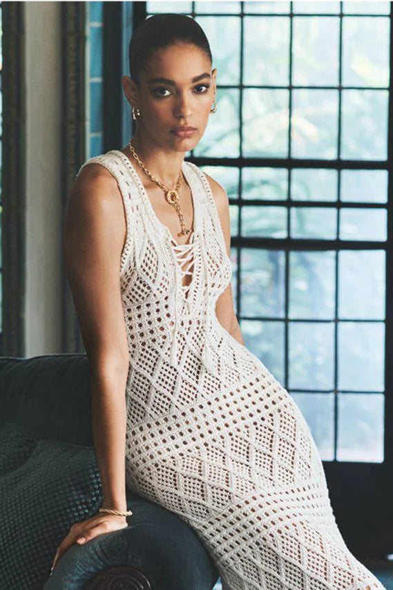 Cora Sleeveless Hollow Out Knit Maxi Dress