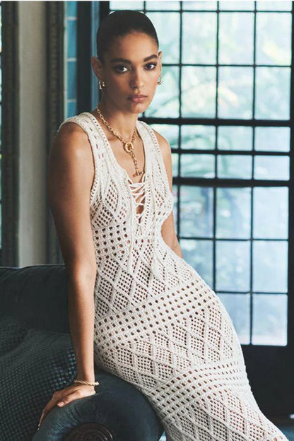 Cora Sleeveless Hollow Out Knit Maxi Dress