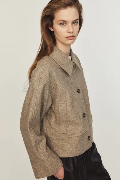 Lapel Collar Wool Felt Jacket