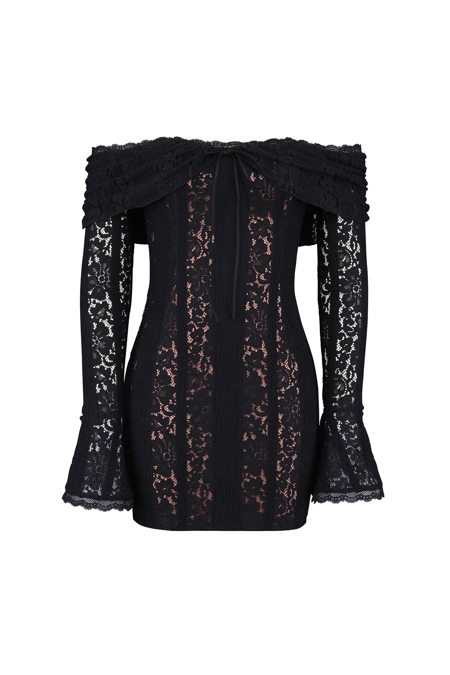 Emma Off Shoulder Floral Lace Mini Dress