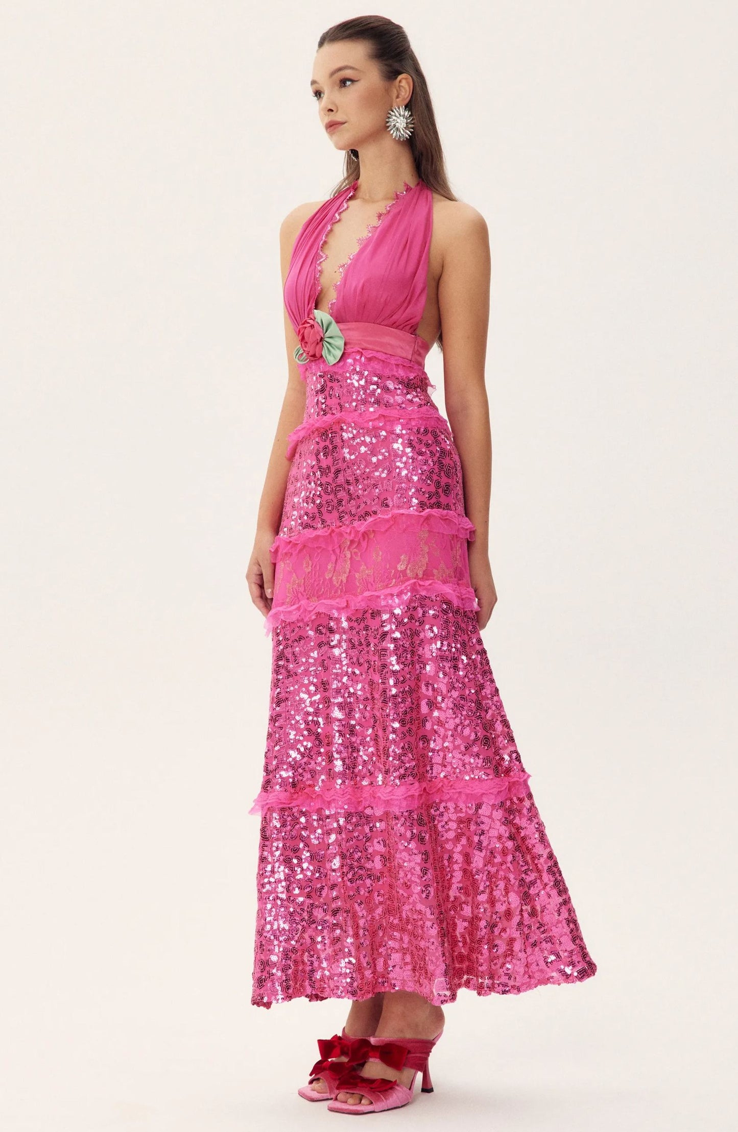 Sara Halter Sequin Embellished Maxi Dress